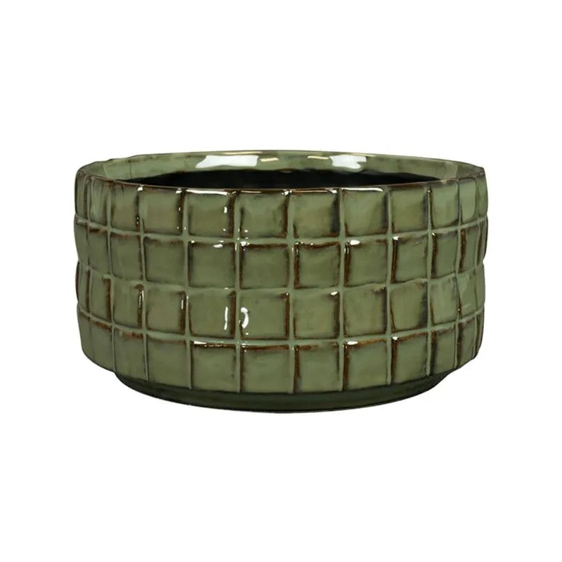 Stian Plant Pot 10cm Height 18cm Dia Bowl Moss Green
