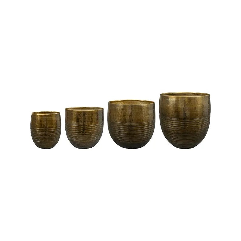 Fabio Plant Pot 25cm Height cm Dia Pot Brass Antique (set of 4)