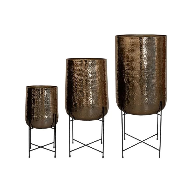 Carly Plant Pot 129cm Height cm Dia Pot On Feet Gold (set of 3)