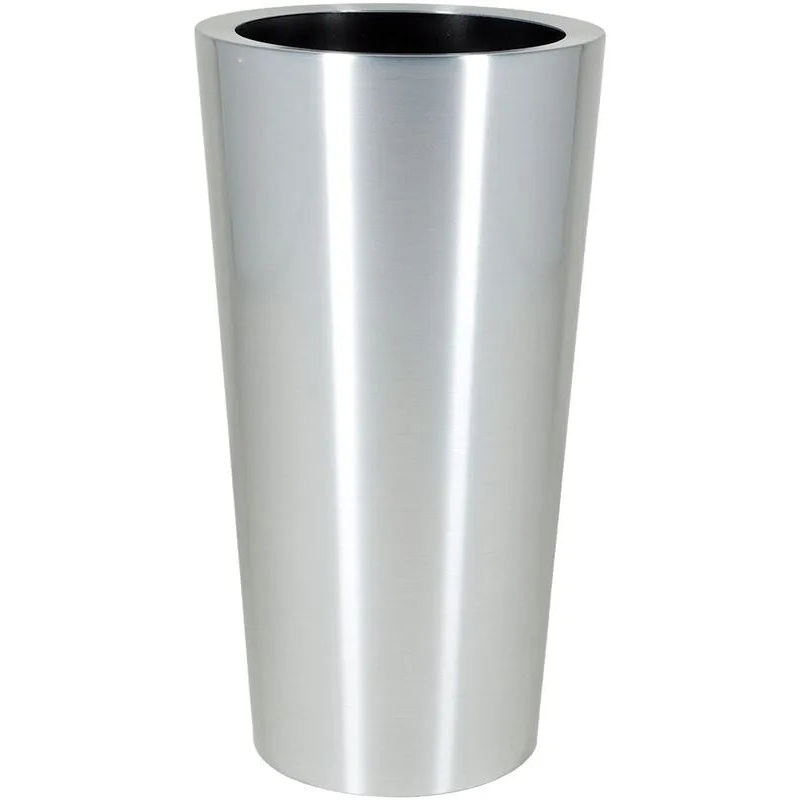 Alure Conica Topper Plant Pot 78cm Height 29cm Dia Aluminium brushed lacquered