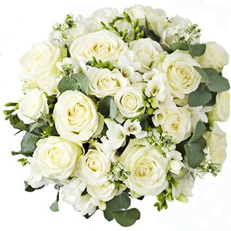 Fragrant Bouquet of White Roses and Freesias