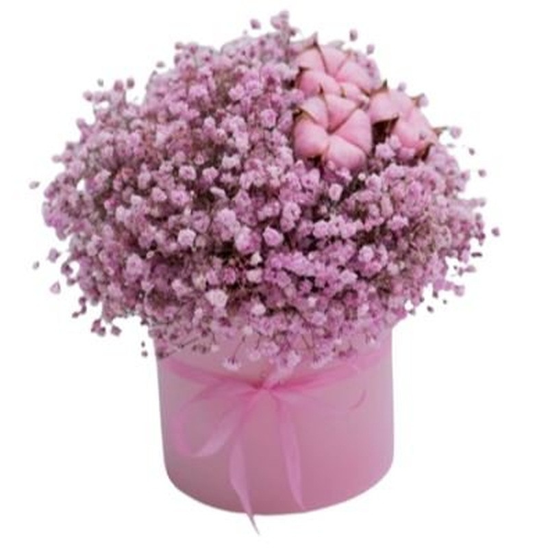 Gypsophila Box with Cotton Decor