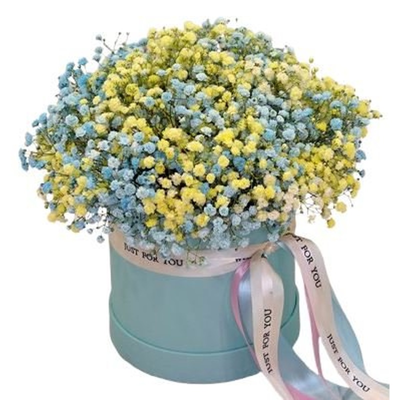 Light Blue and Yellow Baby's Breath Box