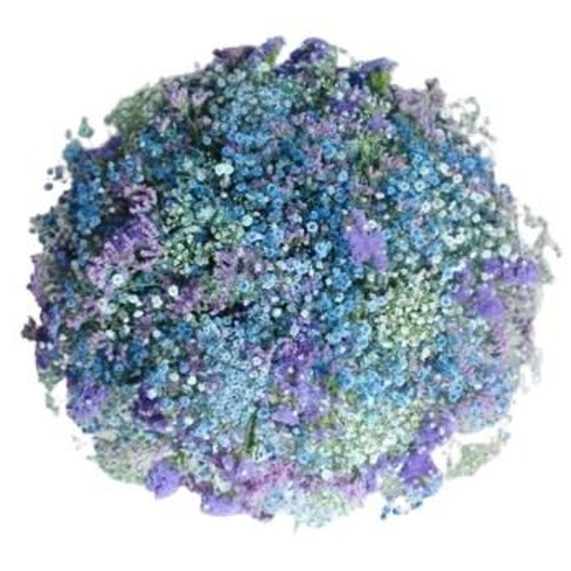 Blue and Mint Gypsophila Bouquet with Purple Limonium