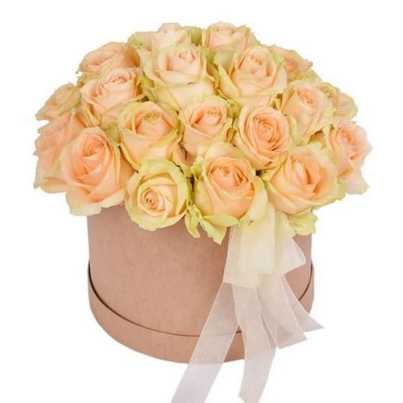Pretty Box of Peach Roses