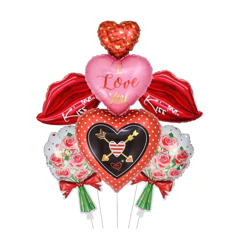 Romantic Valentine's Balloons Helium Bouquet