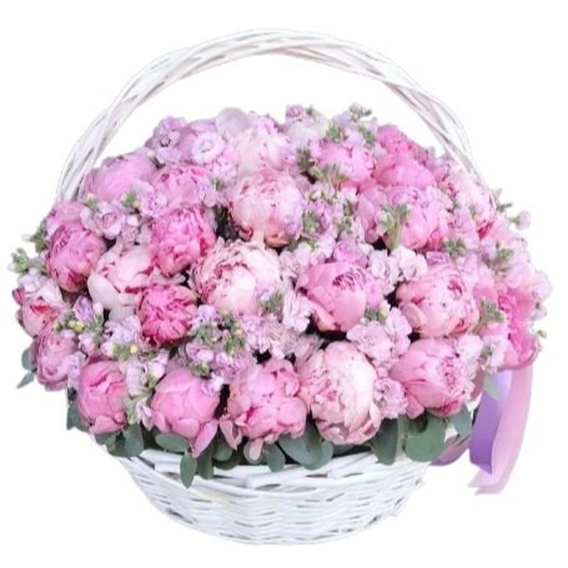 Luxury Peonies and Stock Basket