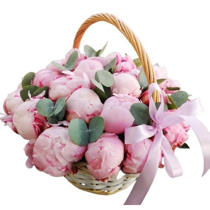 Luxury Peonies with Eucalyptus Basket