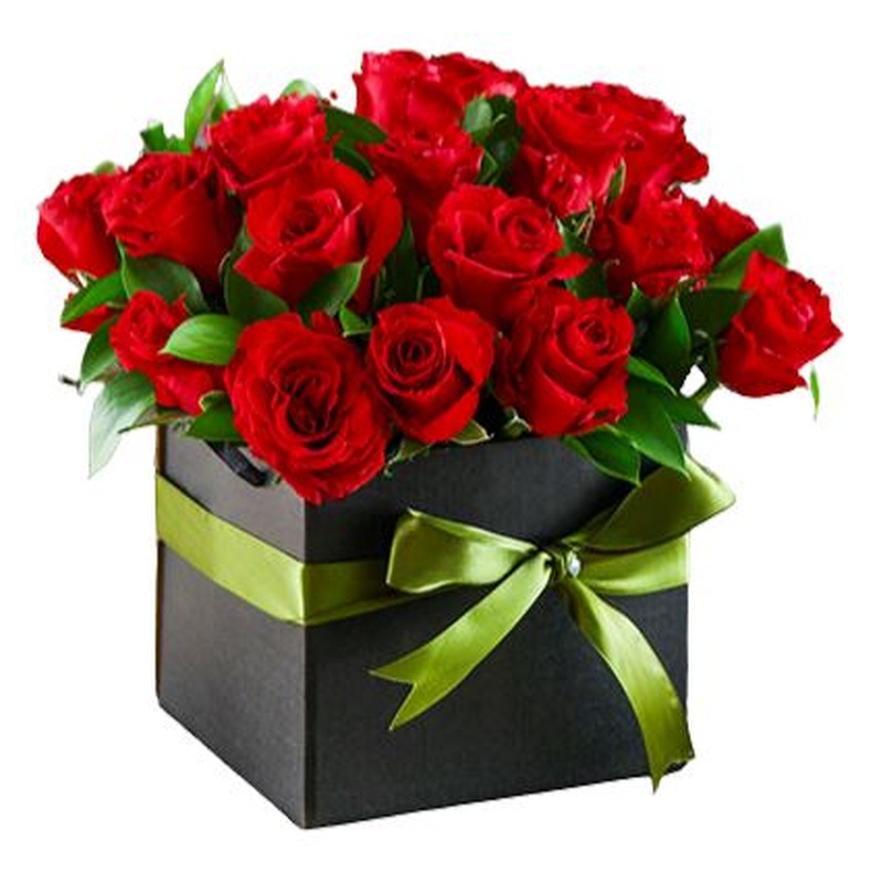 Box of Beautiful Roses with Greenery