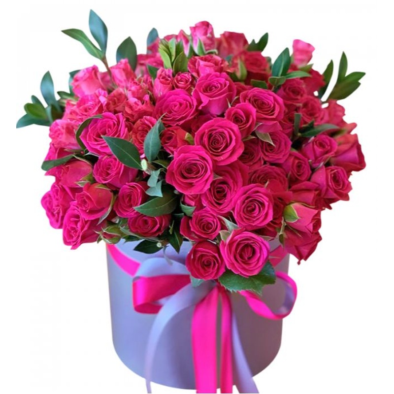 Luxury Box of Cerise Spray Roses with Greenery
