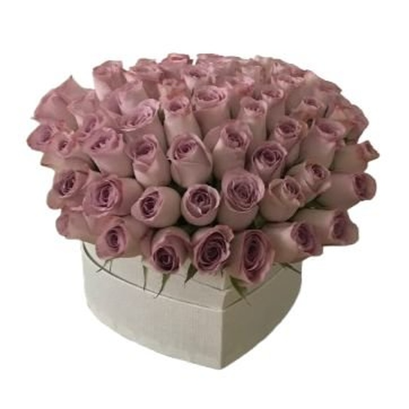 Luxury Lavender Roses Heart Box