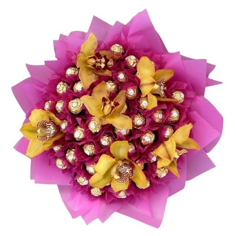 Beautiful Chocolate Bouquet with Cymbidium Orchids