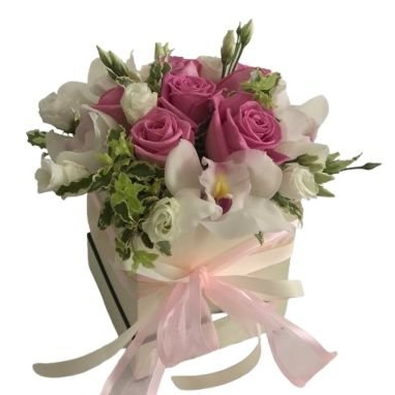 Cute Box Roses and Cymbidium Orchids