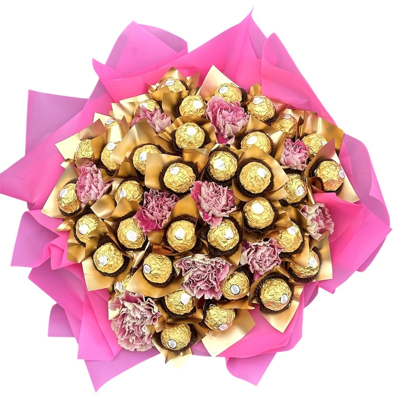 Pretty Chocolate Bouquet with Fresh Carnations