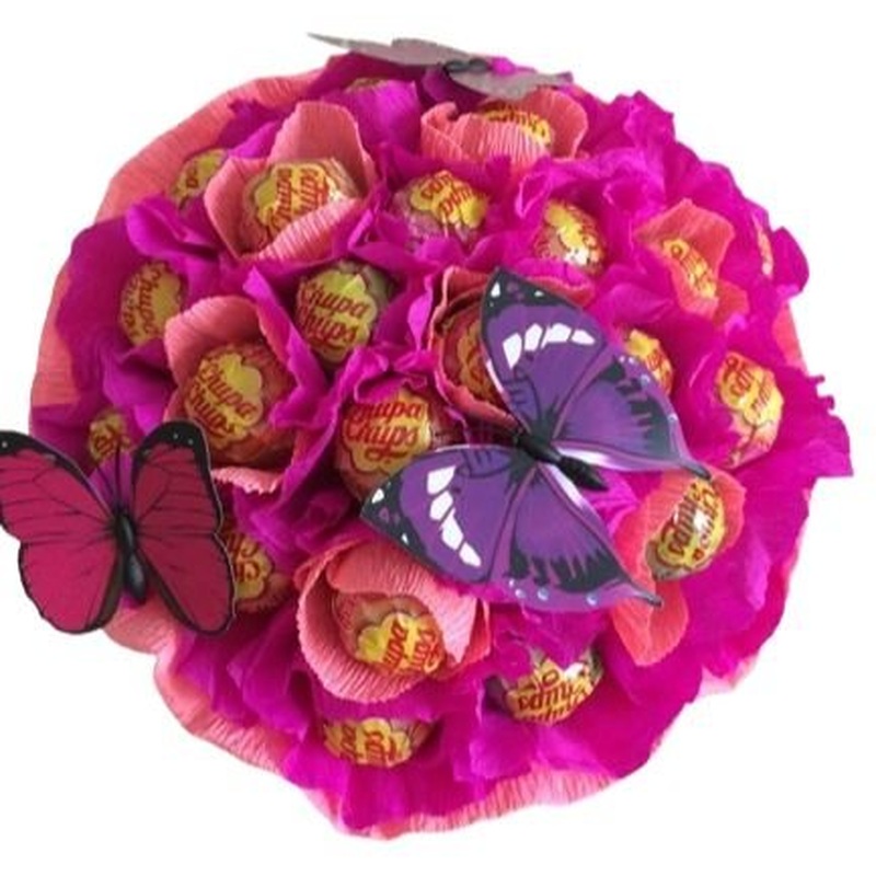 Cute Chupa Chups Lollipops Bouquet with Butterfly