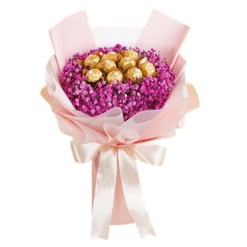 Lovely Chocolate Bouquet in Gypsophila Nest