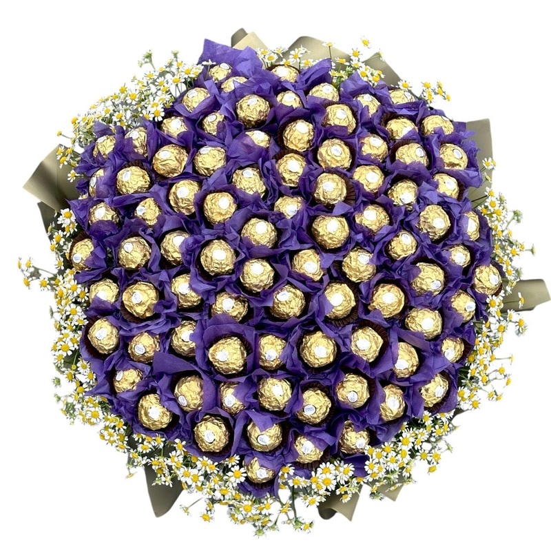 Purple Chocolate Bouquet with Daisy Tanacetum