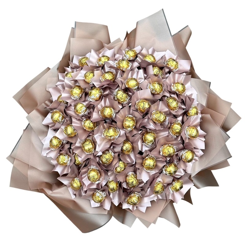 Rose Gold Wrapped Lindt Lindor Truffles Chocolate Bouquet