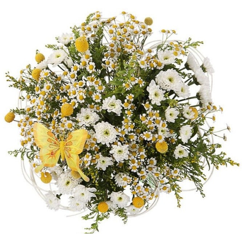 Yellow and White with Butterfly Bouquet