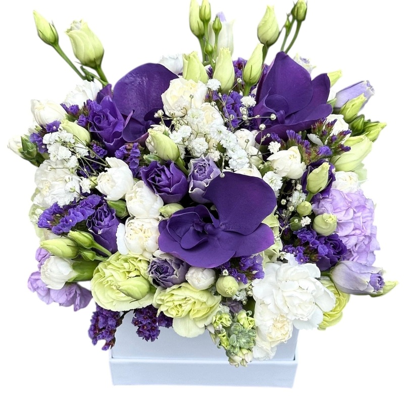 Purple Phalaenopsis and Lisianthus Box