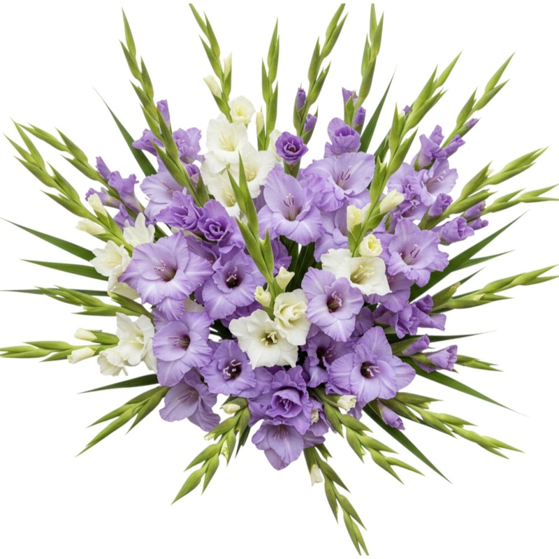White and Lavender Gladioli Bouquet