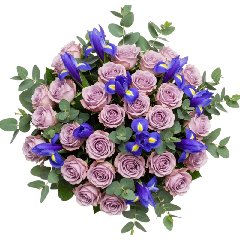 Amazing Bouquet of Lavender Roses and Iris