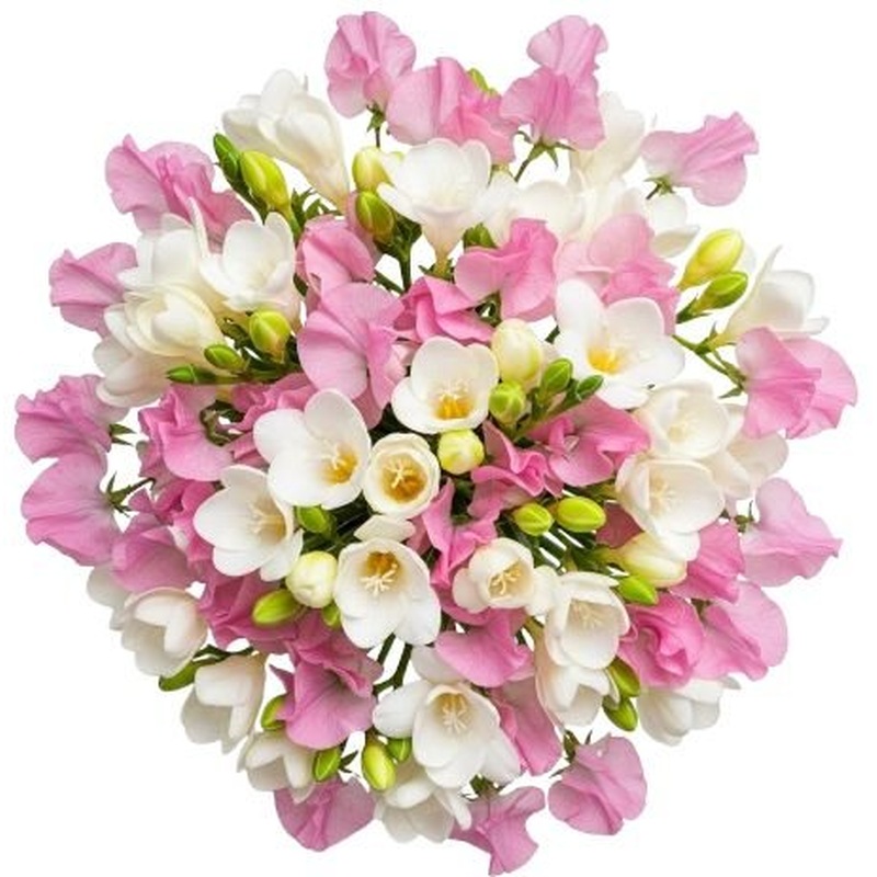 White Freesias and Sweet Pea Bouquet