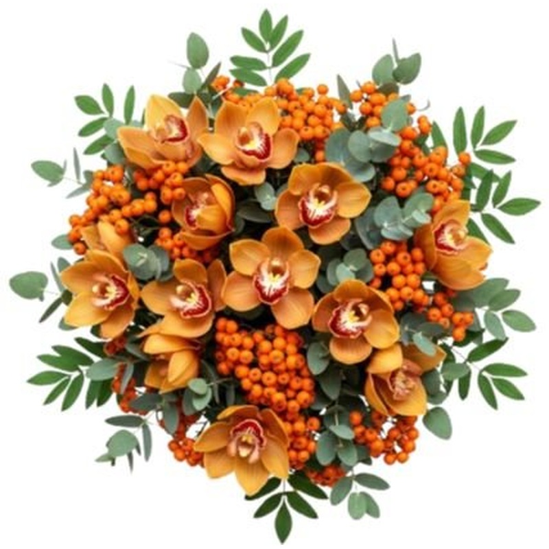Amazing Cymbidium Orchids Bouquet with Rowan Berries