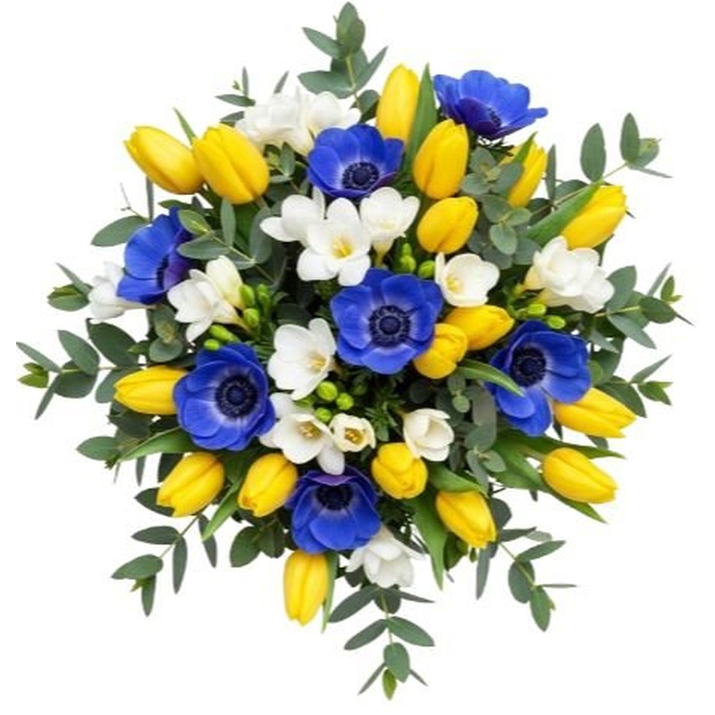 Yellow Tulips & Anemone Bouquet