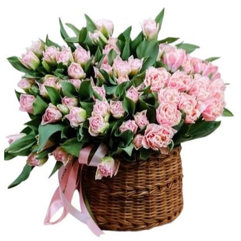 Rafined Basket of Double Tulips