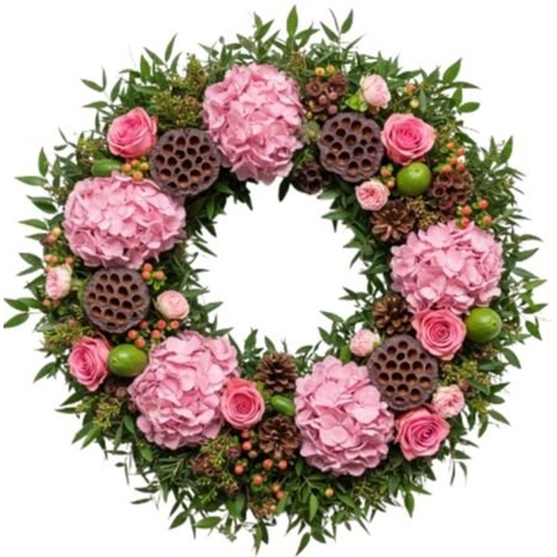 Magnificent Pink Blooms Festive Door Wreath
