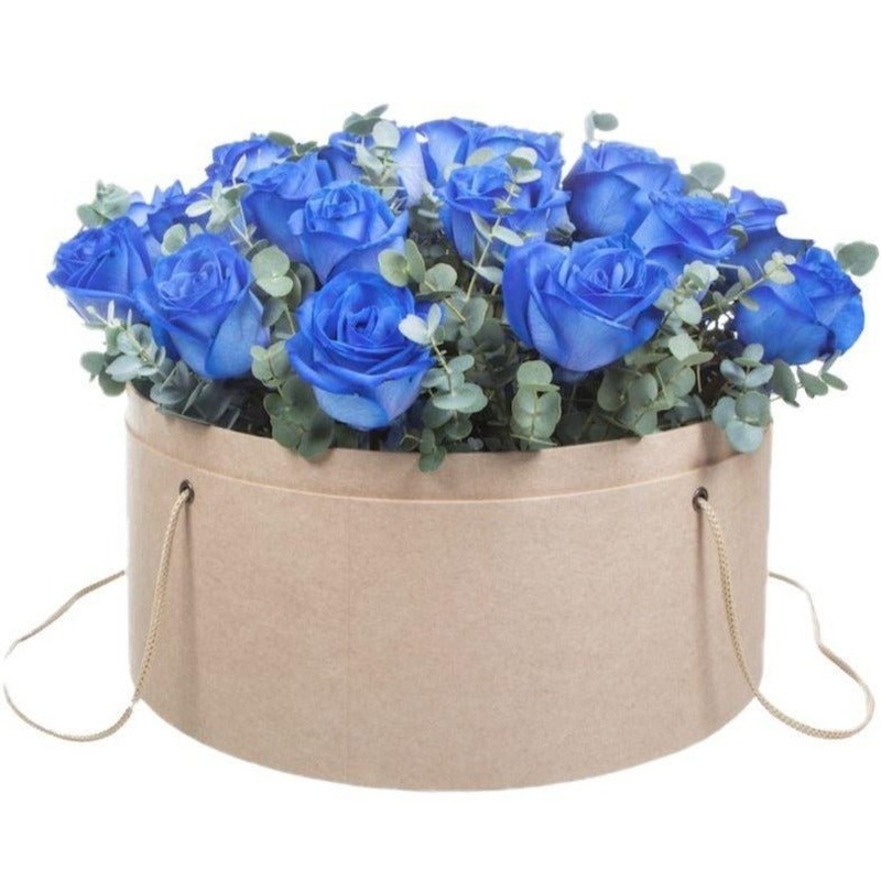 Blue Roses with Eucalyptus Box