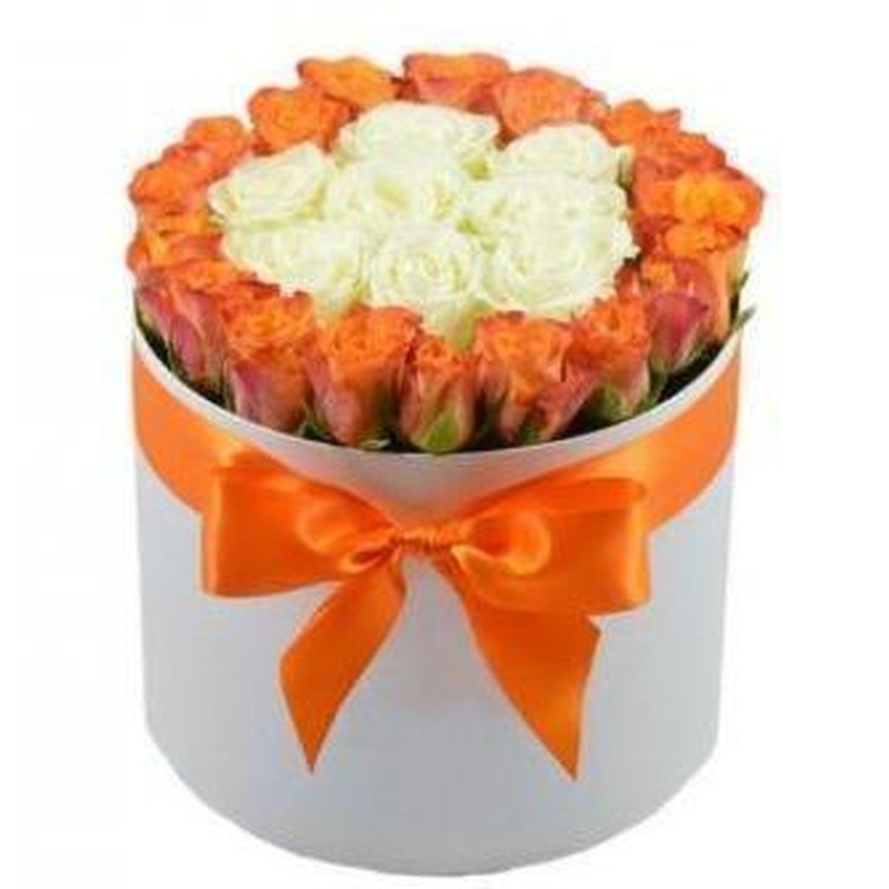 Orange and White Roses Box