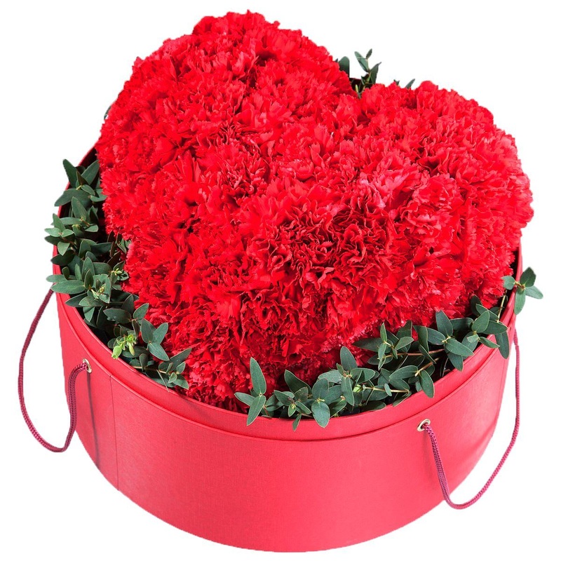 Red Carnations Heart in a Box