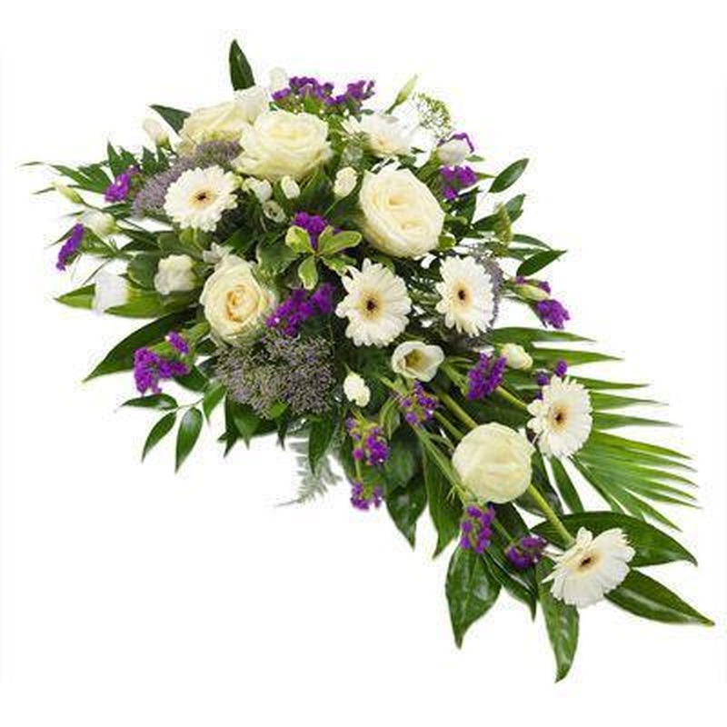 White & Purple Funeral Spray