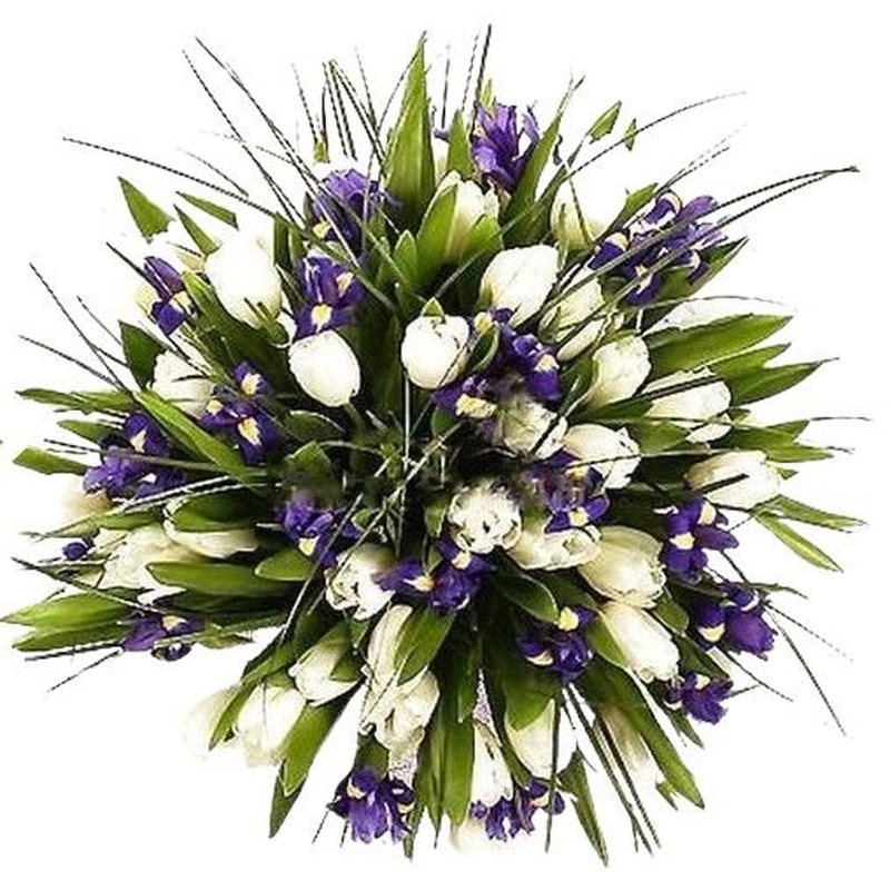 White Tulips and Iris Bouquet