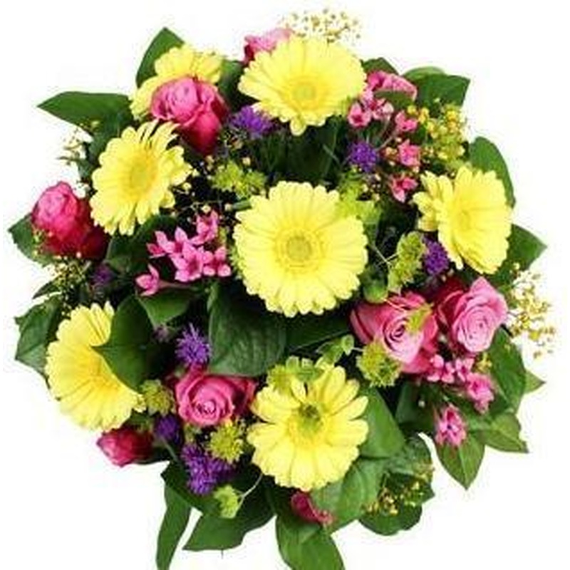 Yellow Gerber & Roses Bouquet