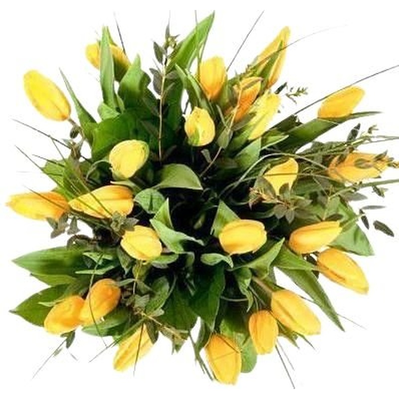 Yellow Tulips with Eucalyptus & Bear Grass Bouquet