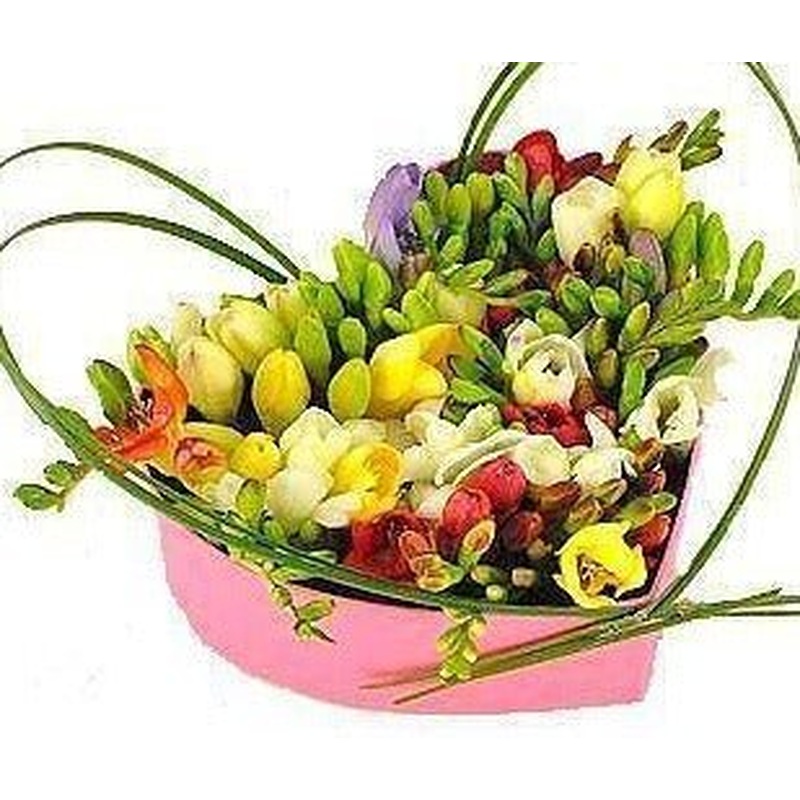 Scented Freesias Heart Box