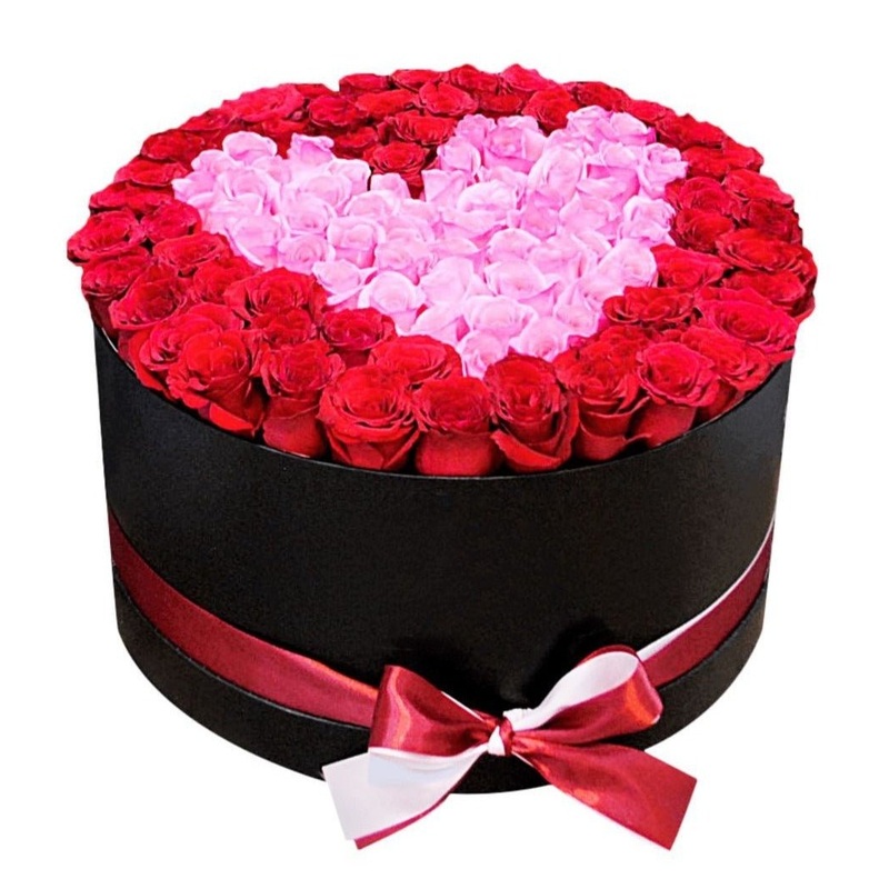 Pink Heart on Red Box