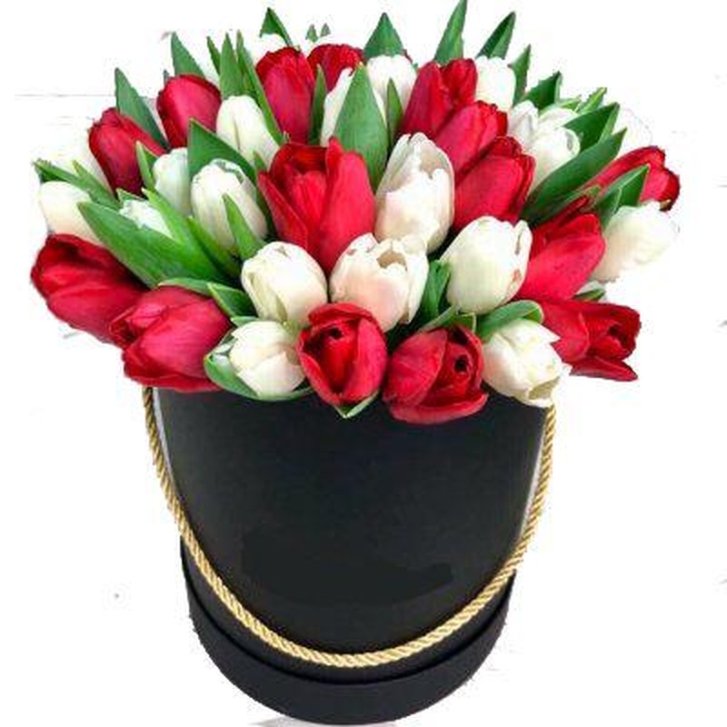 White and Red Tulips Box