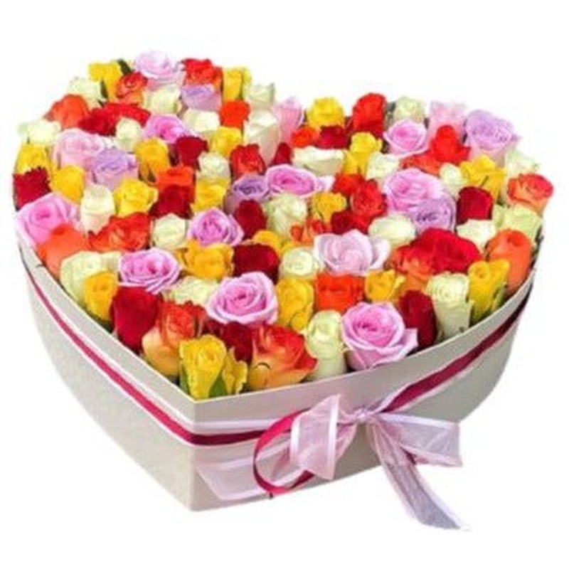Colorful Roses Heart Box
