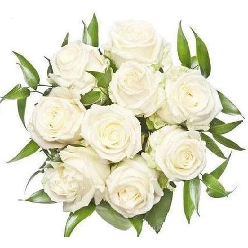 White Roses With Ruscus Bouquet