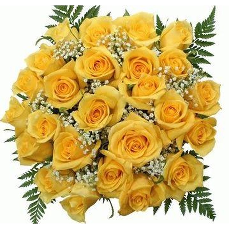 Yellow Roses with Gypsophila Bouquet
