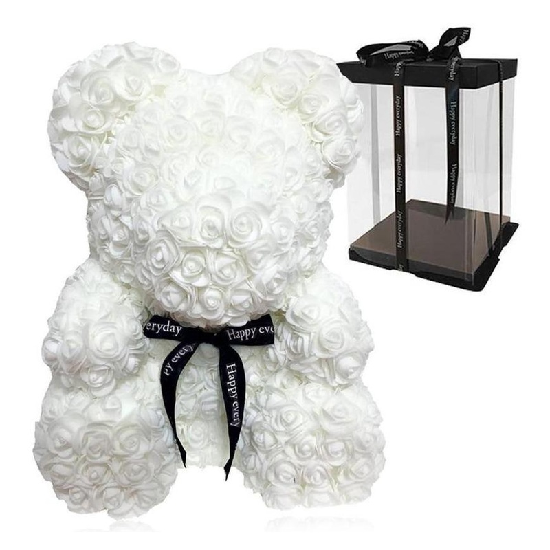 Luxury White Rose Teddy Bear