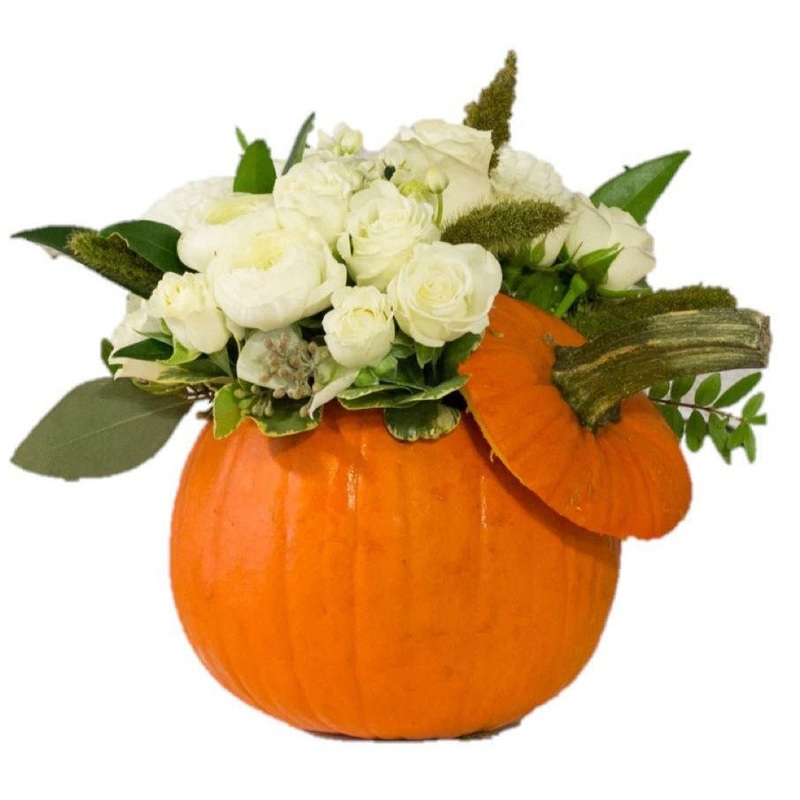 White Halloween Pumpkin Arrangement