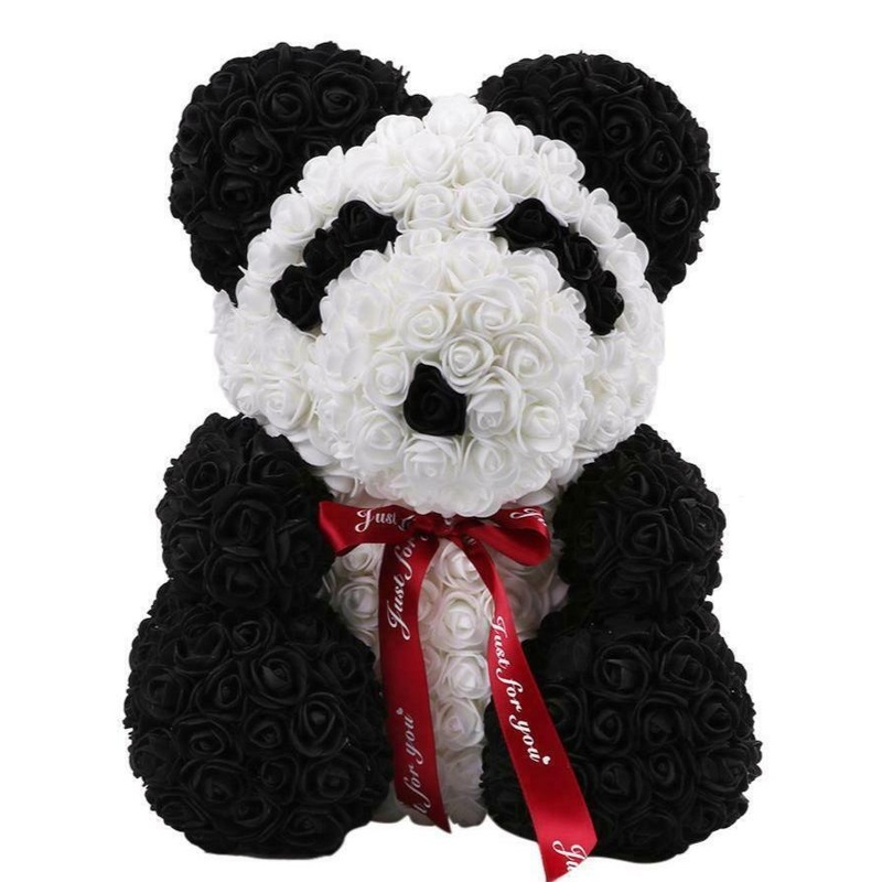 Luxury Black & White Panda Rose Teddy Bear