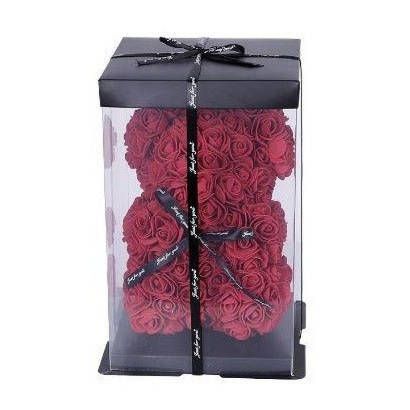 Mini Luxury Wine Red Rose Teddy Bear
