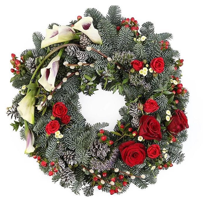 Red Roses Festive Christmas Wreath