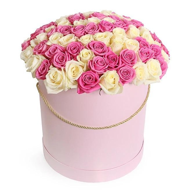 White and Pink Roses Box